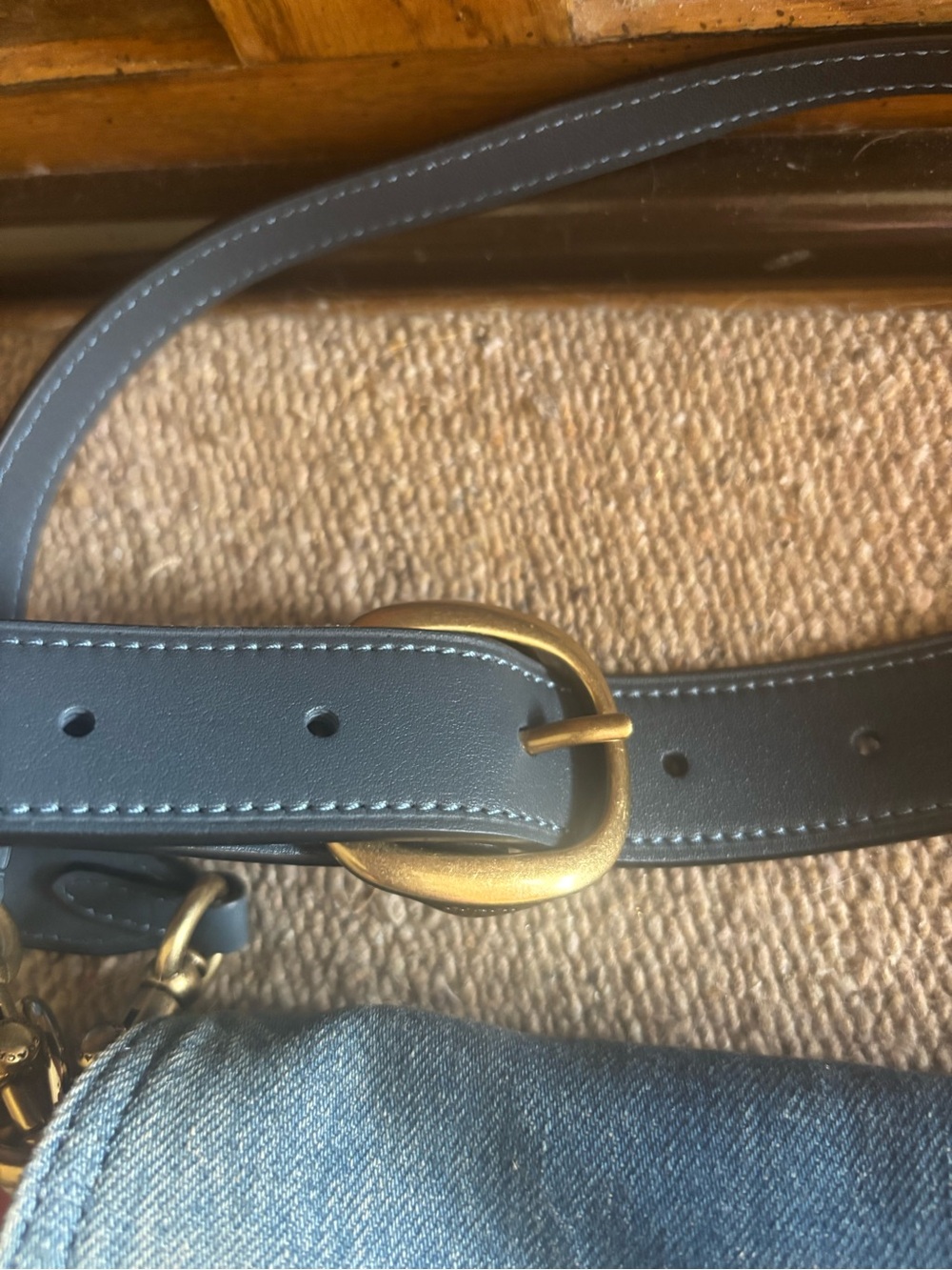 Coach Denim Crossbody Bag with Gold 'C' Hardware and Black Strap - Picture 4 of 12